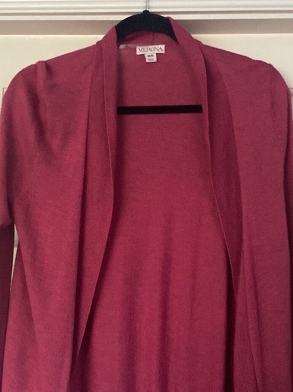 Open Front Knit Cardigan Size Medium Muted Raspberry Pink - Picture 2 of 14